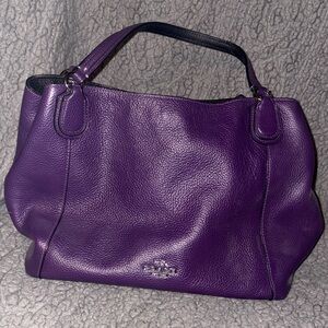 Coach Purple Leather Shoulder Bag